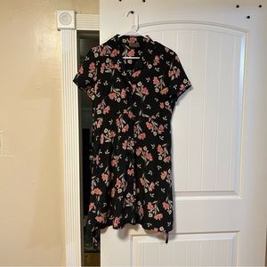 Floral Print Retro Collared Mini Dress